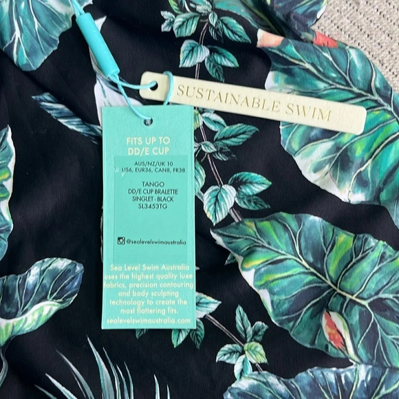 Sea Level Australia Tango DD/E cup bralette Singlet black tankini swim top - Picture 7 of 16
